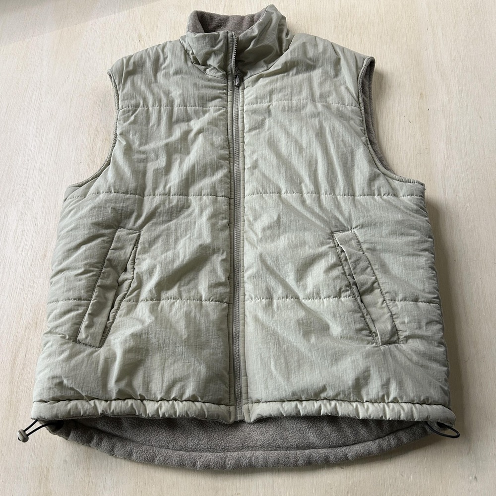 Vintage Eagles Ridge Vest Mens Medium Beige Quilted Nylon Fleece Insulated Zip